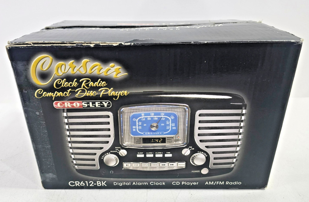 Crosley CR612 Corsair AM FM Clock Radio CD Player NEW IN OPEN BOX